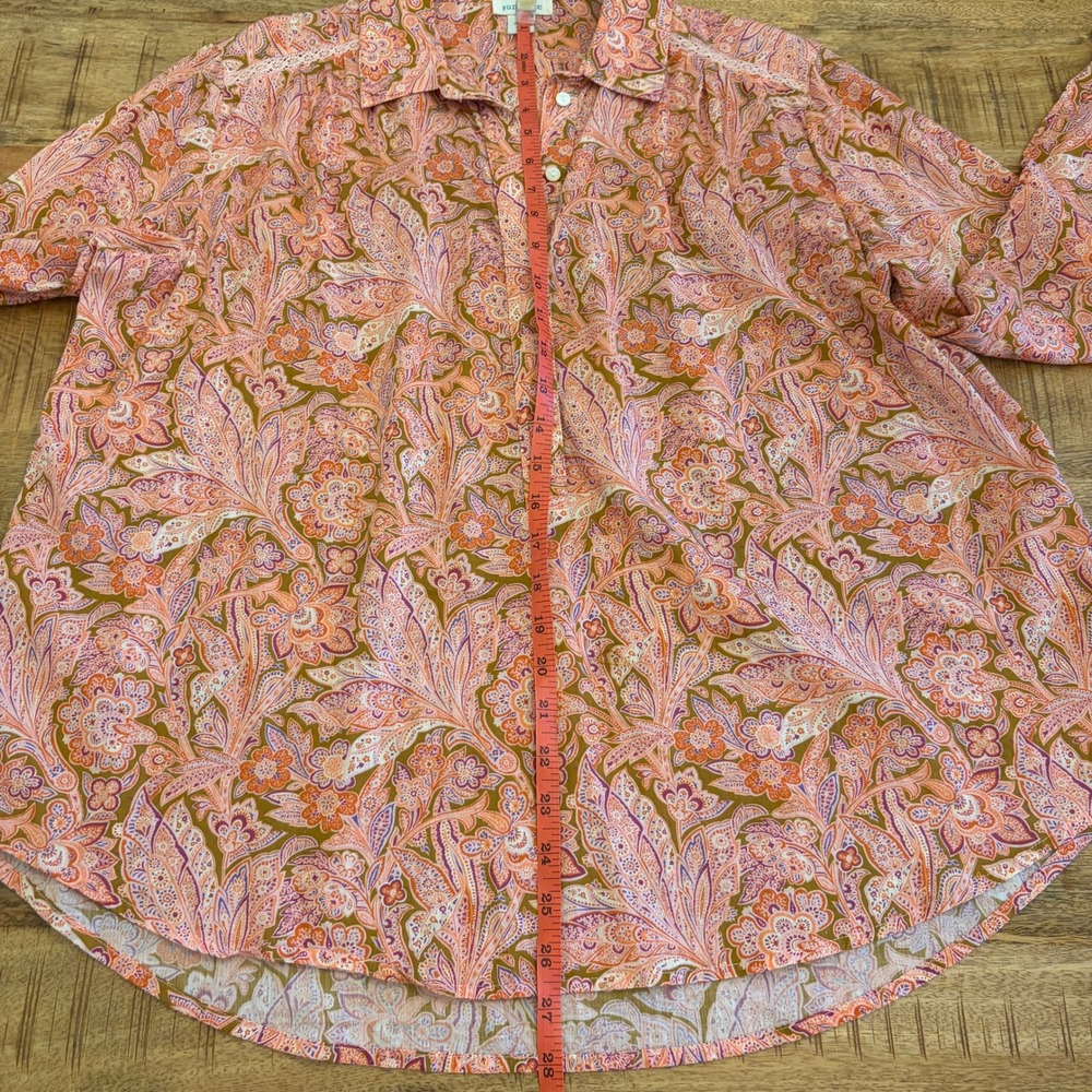 Sundance Popover Top Blouse M Cotton Lawn Paisley Floral Lace Trim Boho Summer - Picture 11 of 11
